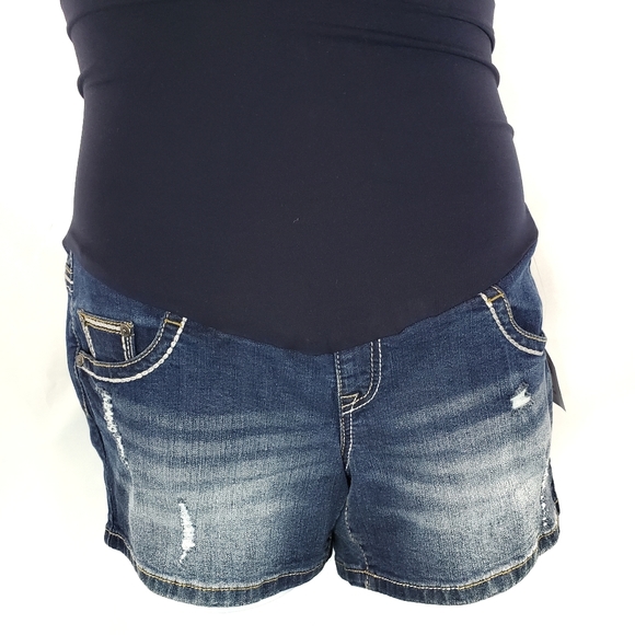 Indigo Blue Pants - Indigo blue maternity shorts